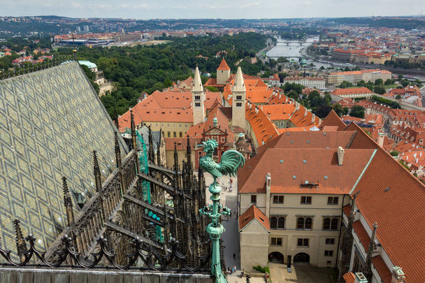 PRAGUE, CZECH REPUBLIC - JULY 15, 2013: Top View of the historical districts of Prague - Valokuva, kuva