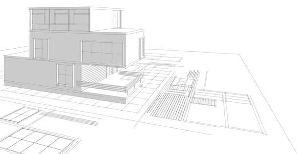 modern house sketch 3d illustration - Photo, Image
