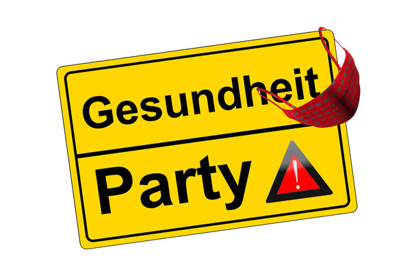 Ortschild isoliert auf Weiss Party скасували kontra Gesundheit - Фото, зображення