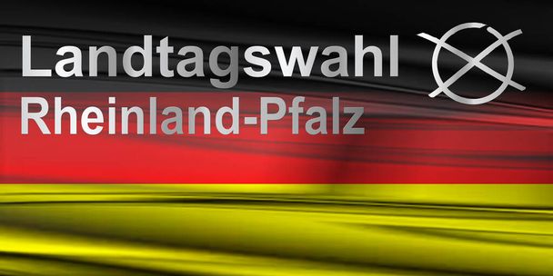 Landtagswahlen Rheinland-Pfalz  mit Deutschland  Flagge, Briefumschlag und Wahlkreuz abstrakt - Φωτογραφία, εικόνα