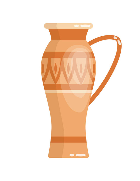 Greek vase in ancient style as template for Interior. Greece culture ceramic urn in traditional color and form. Vector greek antiquity amphora - Vettoriali, immagini