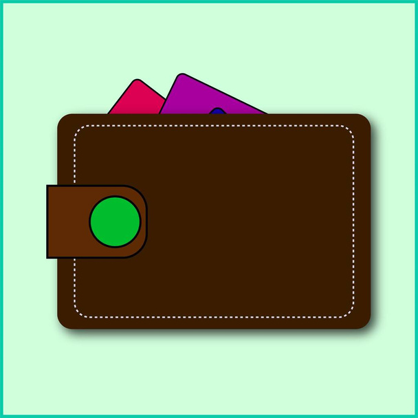 Yksinkertainen ruskea lompakko valkoinen ompelemalla vektori kuva - Vektori, kuva