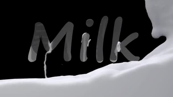 Wave of milk on text word - Footage, Video