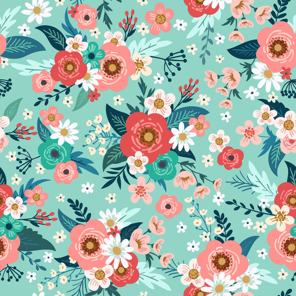 Floral fashion print design for spring dress - Vektor, kép