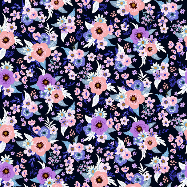 Floral fashion print design for spring dress - Wektor, obraz