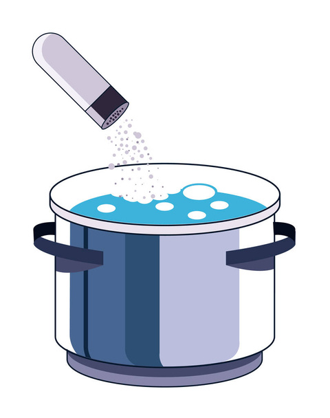 Salt boiling water process isolated on white - Vektor, Bild