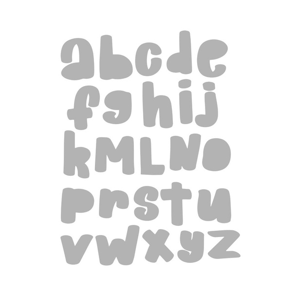 Vector cartoon funny Alphabet. Cute gray vector English - Вектор,изображение