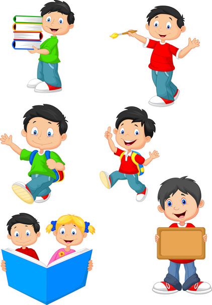 Happy school children - Vector, Image