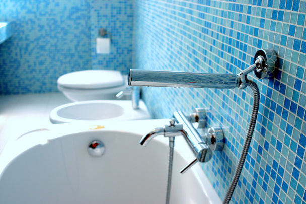 Blue bathroom - Foto, Bild