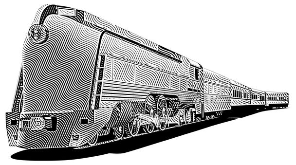 Жовтий старомодних train_engraving
 - Вектор, зображення