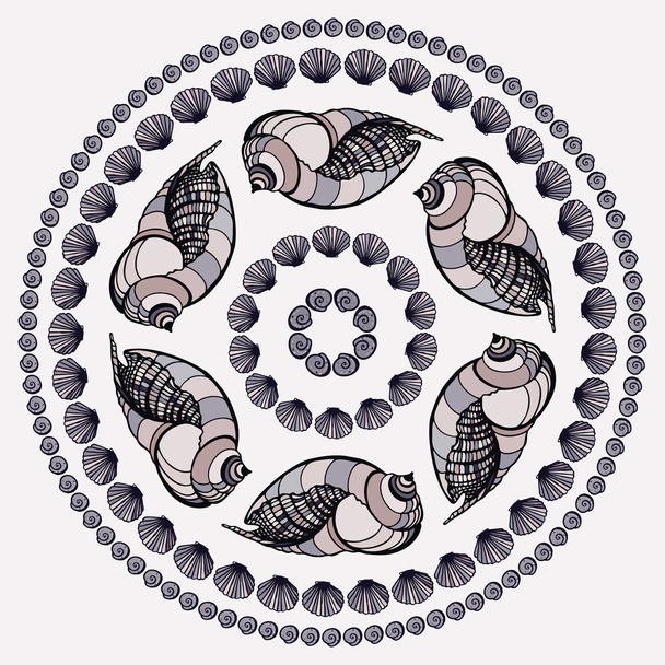 Mandala gemaakt van schelpen. - Vector, afbeelding