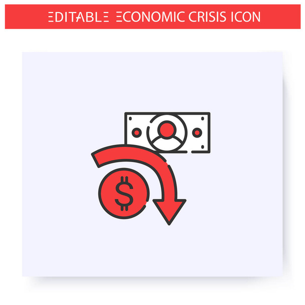 Icono de línea de crisis financiera. Ilustración editable - Vector, imagen
