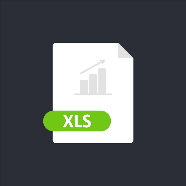 Ikona pliku Xls. Ikona formatu arkusza kalkulacyjnego Excel. Ikona wykresu. Wektor - Wektor, obraz