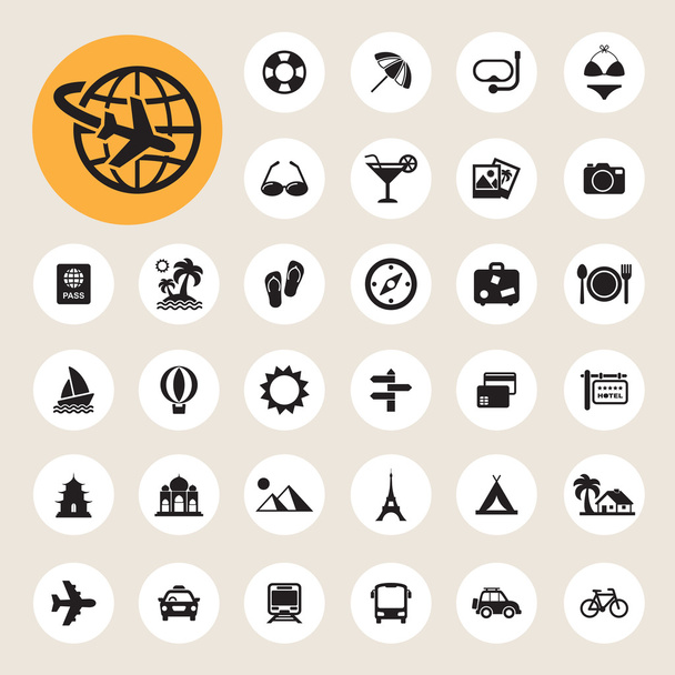 Travel and vacation Icons set - Vector, Image