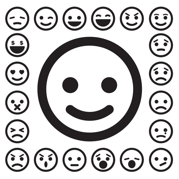 Smiley faces icons set - Vector, Image