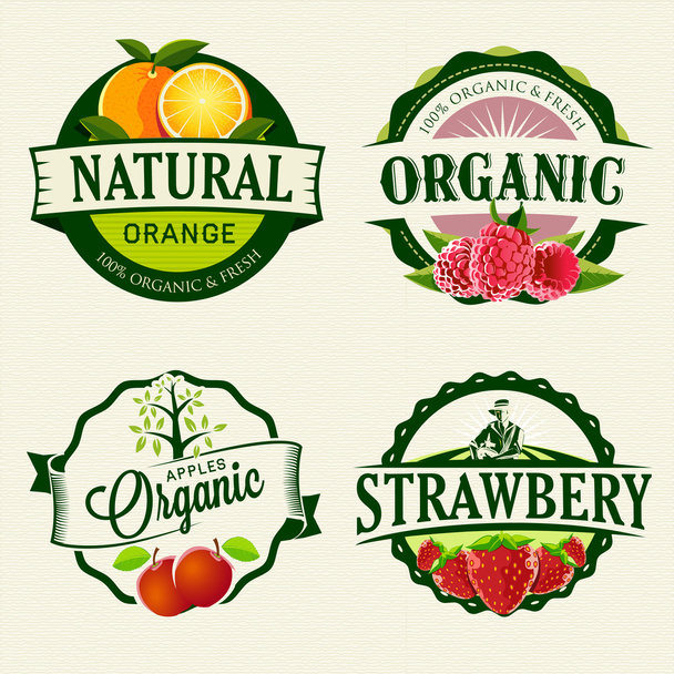 Set di etichette Fresh & Organic
 - Vettoriali, immagini