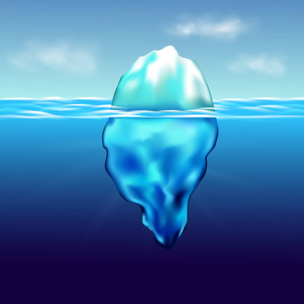 Iceberg floating.WInter paesaggio artico con acqua pura blu e colline innevate. - Vettoriali, immagini