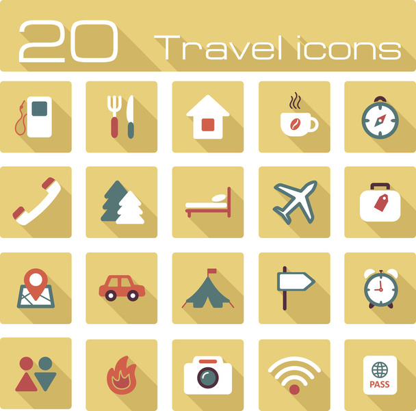 Travel icons set - Vector, Image
