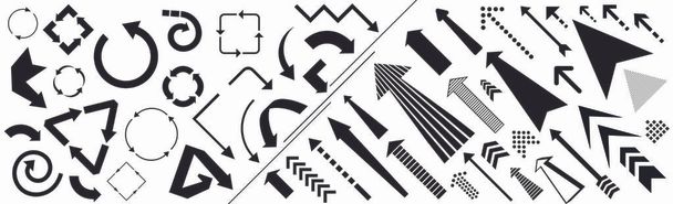 Grande assemblaggio di frecce diverse, molte dimensioni di simboli - illustrazione - Vettoriali, immagini