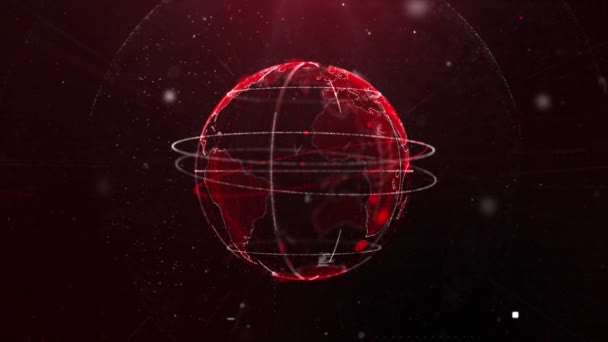 Mooi Global Business Network draaiend in de ruimte naadloos. Looped 3d Animatie van abstracte rasterbollen met veranderende getallen en tekst. Wetenschappelijk concept. 4k Ultra HD 3840x2160. - Video