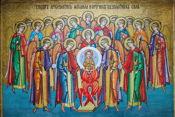 icono del mosaico en Odessa monasterio cristiano ortodoxo
 - Foto, Imagen