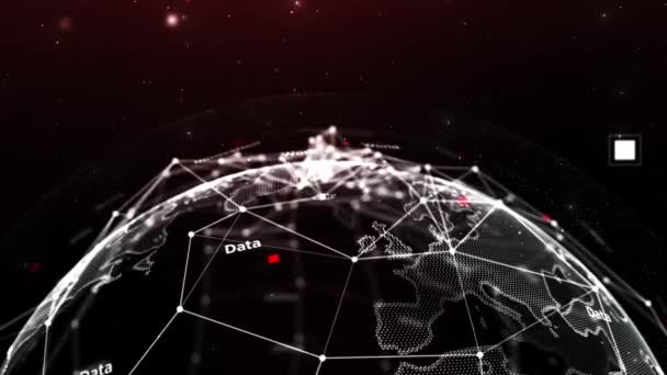 Schöne globale Business-Netzwerk rotiert im Weltraum nahtlos. Geschlungene 3D-Animation abstrakter Gitterkugeln mit wechselnden Zahlen und Texten. Wissenschaftliches Konzept. 4k Ultra HD 3840x2160. - Filmmaterial, Video