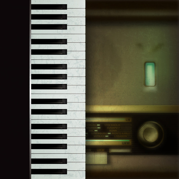 Абстрактний фон з ретро-радіо та фортепіано
 - Вектор, зображення