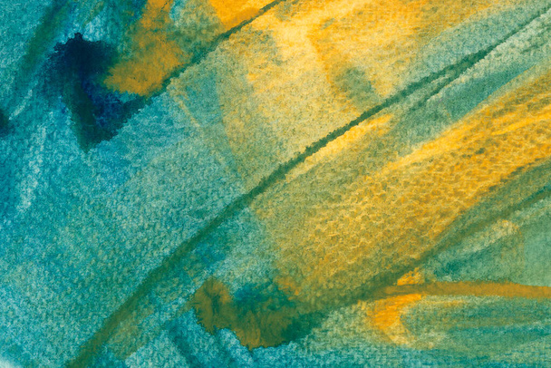 Blue and yellow abstract watercolor background. Multicolor watercolour gradient - Fotó, kép