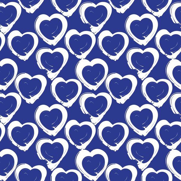 Blu a forma di cuore pennellata senza soluzione di continuità modello di sfondo per tessuti moda, grafica - Vettoriali, immagini