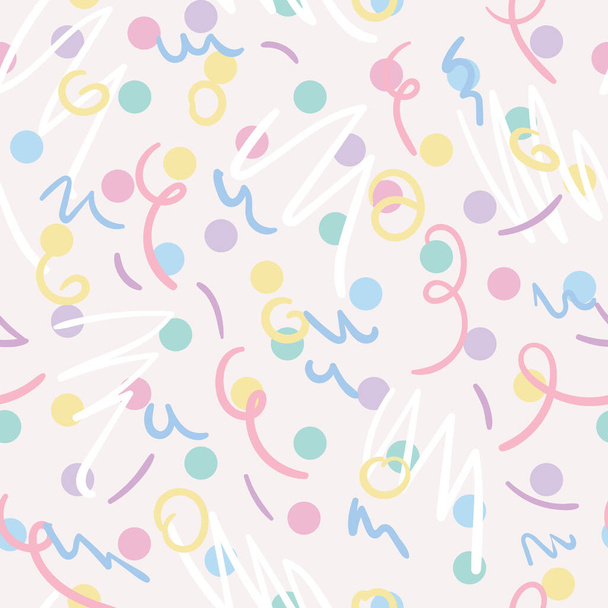 Happy birthday abstract naadloze herhaling patroon achtergrond, schattig kleurrijk en pastel vector ontwerp; vieren, plezier en vrolijke kleuren. - Vector, afbeelding