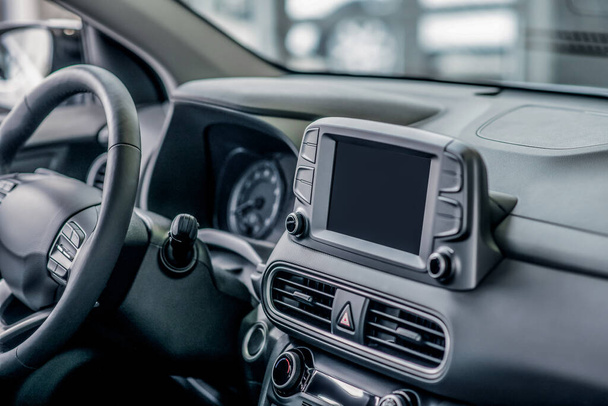 Close-up of car dashboard and steering wheel - Zdjęcie, obraz