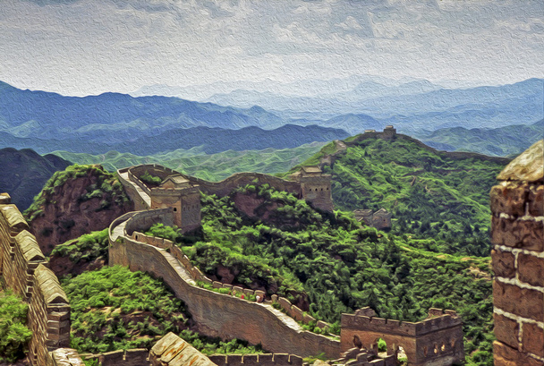 pintura al óleo foto estilizada de la gran pared de China
 - Foto, imagen