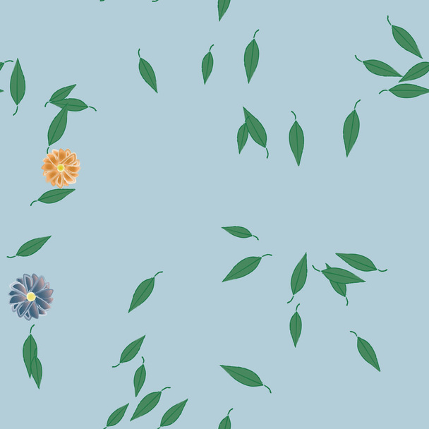 flores abstractas con hojas verdes patrón sin costura, ilustración vectorial - Vector, Imagen