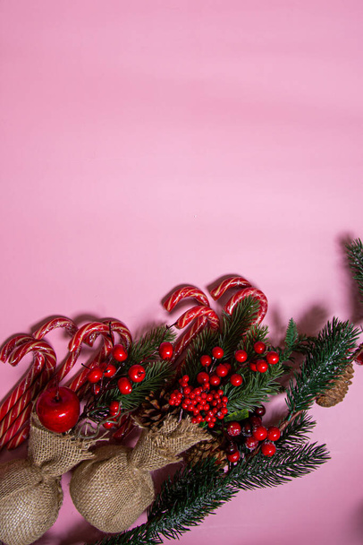 Christmas composition decorations on a background. Christmas concept. - Foto, imagen