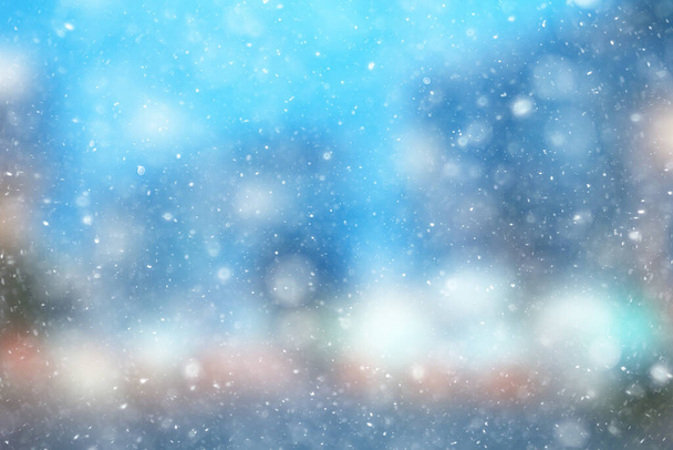 abstract blue background snow snowflakes, new year, glow design - Zdjęcie, obraz