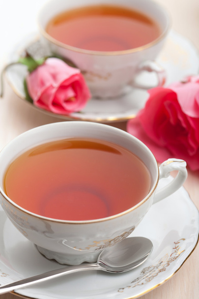 Elegant tea and roses - Fotó, kép
