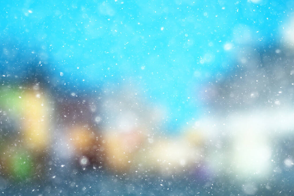 abstract blue background snow snowflakes, new year, glow design - Zdjęcie, obraz