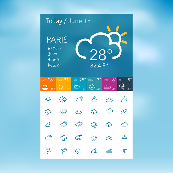 ikony počasí - Vektor, obrázek