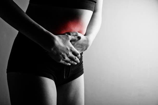 Woman suffering from abdominal pain - Fotoğraf, Görsel