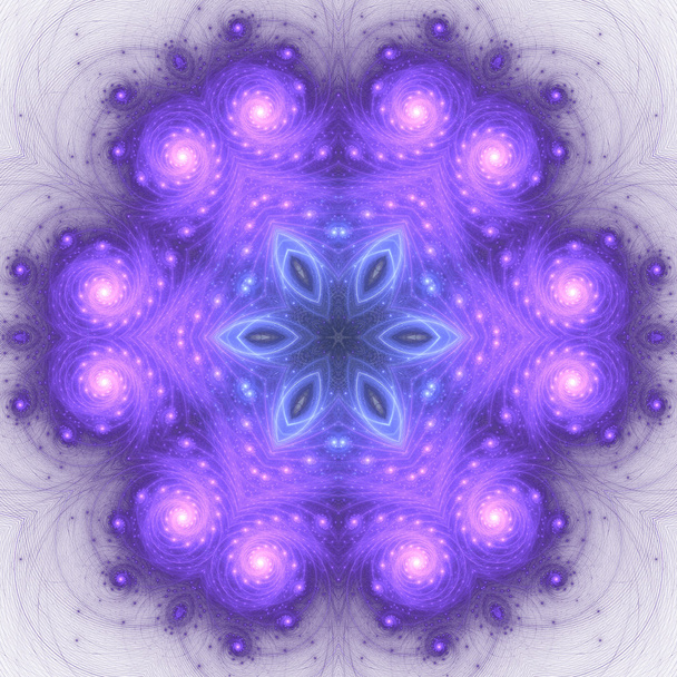 Violet floral mandala, digital fractal artwork for creative graphic design - Photo, Image