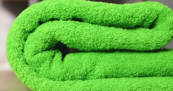 Cute chomik ukrywa się w składanym ręczniku, zbliżenie - Materiał filmowy, wideo