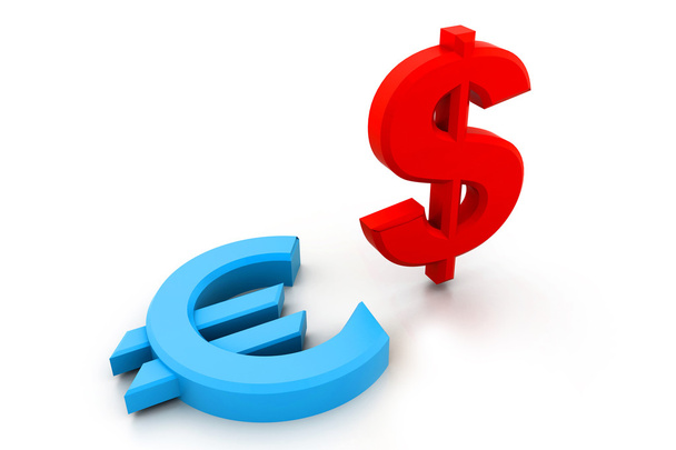 dollar en euro-valutasymbolen - Foto, afbeelding