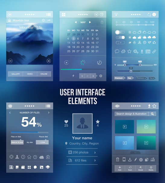 Set of various elements used for user interface - Vektori, kuva