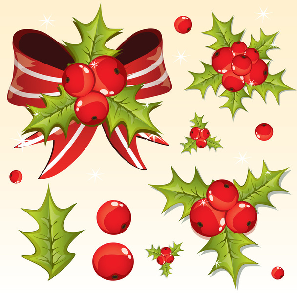 Holly berry design elements - Vector, Image