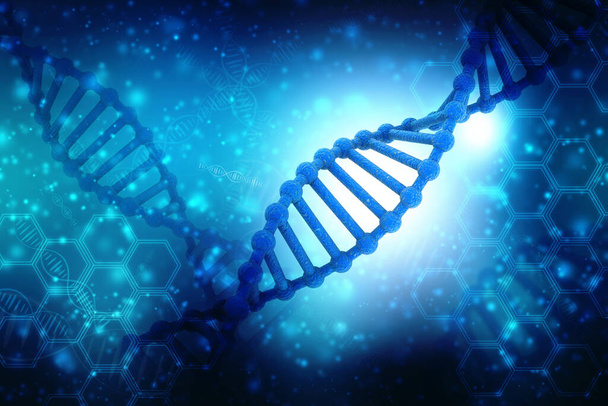 DNA structure in medical technology background. 3d render - Foto, afbeelding