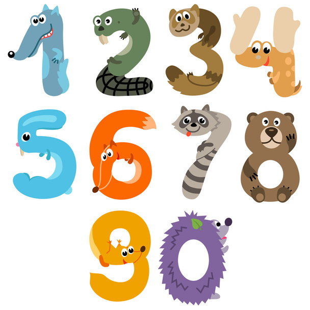 Numbers like European Forest Animals - Vector, Image
