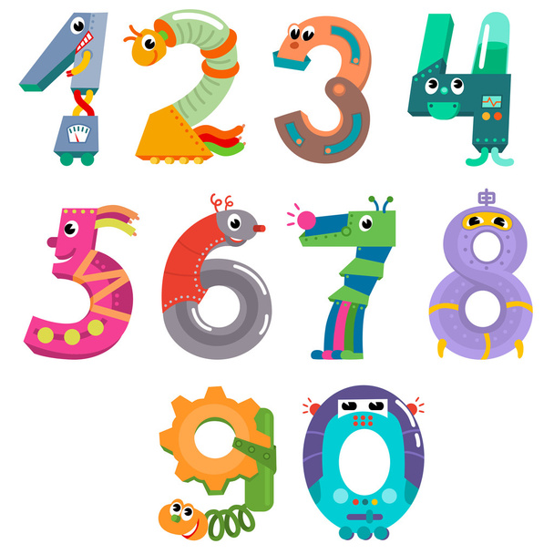 Numbers like robots - Vector, Image