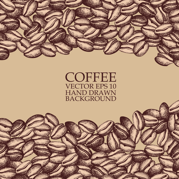 Vector background with hand drawn natural coffee beans - Vecteur, image