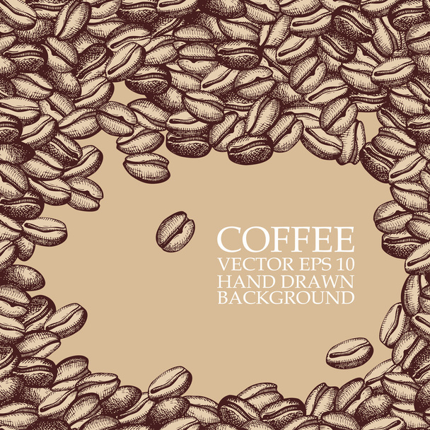 tło z ręcznie rysowane naturalnych ziaren kawy - Wektor, obraz