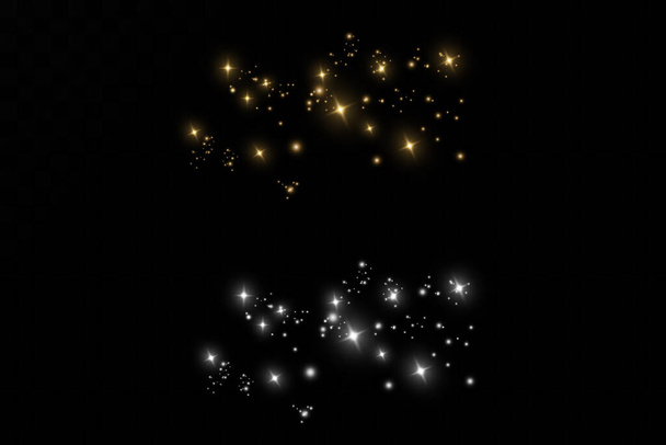 Effet lumière de Noël. Particules de poussière magiques étincelantes.Les étincelles de poussière et les étoiles dorées brillent avec une lumière spéciale. - Vecteur, image
